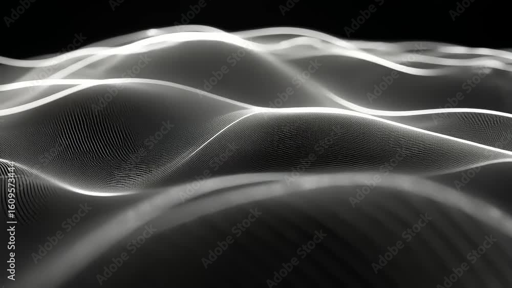 Aufkleber abstract representation of flowing waves in translucent material against a dark background