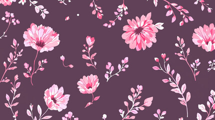 Blooming watercolor flowers vector seamless pattern. This pattern can be used for fabric textile wallpaper fashion design dress background.