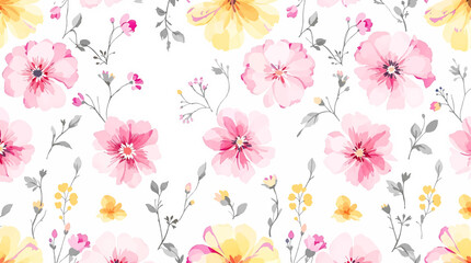 Flower watercolor art background vector. Wallpaper design with floral paint brush line art. leaves and flowers nature design for cover, wall art,