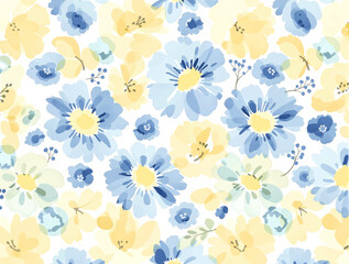 Seamless background with flowers, Seamless background with flowers, Computer drawn flower illustration. Watercolor Flowers.Manual composition.Big Set watercolor elements.