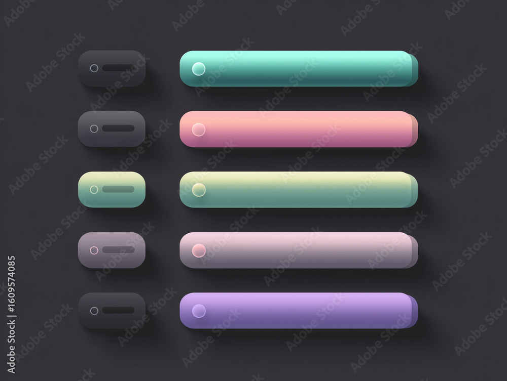 Poster modern ui design elements with smooth gradient buttons, perfect for app interfaces and websites