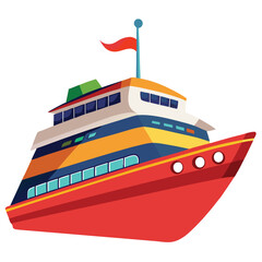 Colorful yacht sailing on water vector illustration