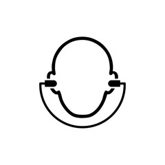 mandatory safety signs icon symbol only_ear plug must be worn black and white color symbol only 