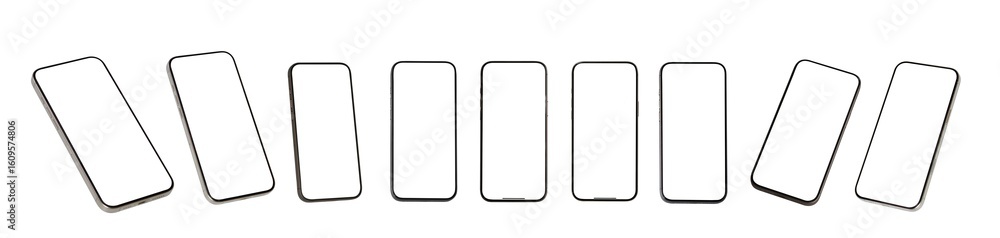 Poster mockup smart phone new generation isolated screen transparent of png image for infographic business 