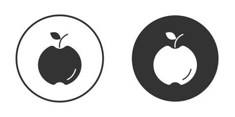 Apple icon in trendy flat design versions in black and white.