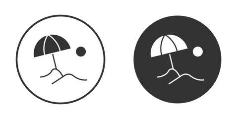 Beach icon in trendy flat design versions in black and white.