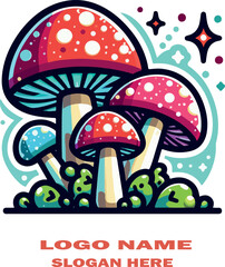 Mushroom logo icon vector white background .