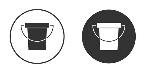 Bucket icon in trendy flat design versions in black and white.