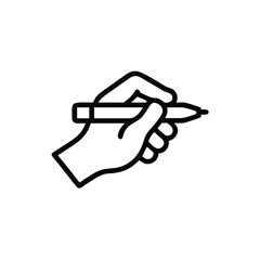 Outline hand holding a pencil on writing drawing