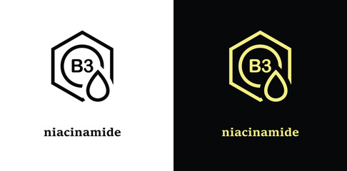 Niacinamide, eco cosmetics icon. Niacinamide stamp, badge or sticker. Organic skin care component. Vector
