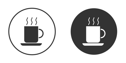 Cup of coffee icon in trendy flat design versions in black and white.