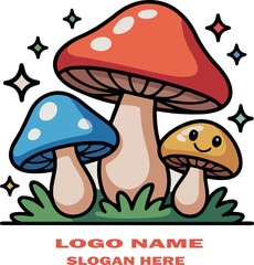 Mushroom logo icon vector white background .