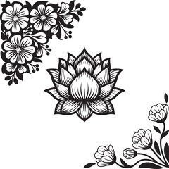 A flower design in a corner Silhouette vector image
