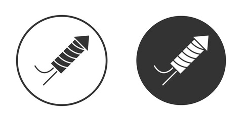 Fireworks rocket signs in trendy flat design versions in black and white.