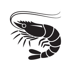 Black and White Shrimp Icon Illustration eps 10