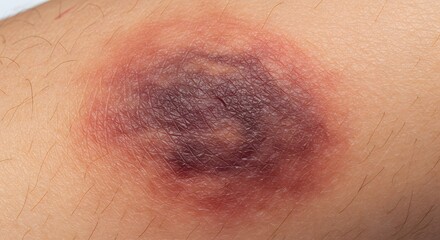 Fototapeta premium Close-up of a contusion on human skin.