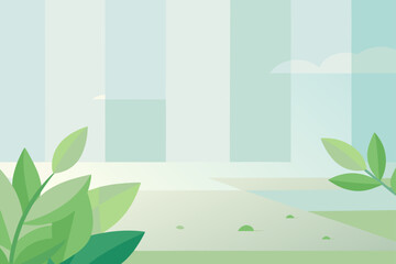 Green leaves and a vibrant plant adorn the window, creating a natural and serene design