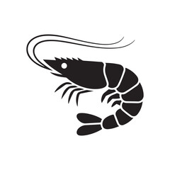 Black and White Shrimp Icon Illustration eps 10