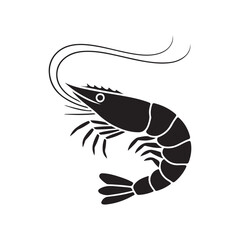 Black and White Shrimp Icon Illustration eps 10