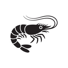 Black and White Shrimp Icon Illustration eps 10