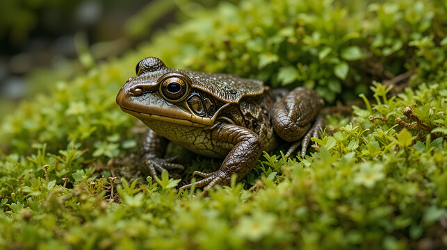 Common Toad (Bufo bufo)/Toad in thick green moss