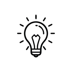 Outline light bulb with radiating lines on idea energy