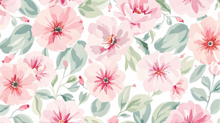 Seamless pattern with flowers watercolor, Spring Watercolor flowers background, Colorful flower Watercolor background	