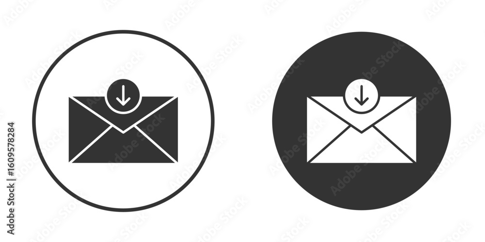 Poster inbox icon in trendy flat design versions in black and white.