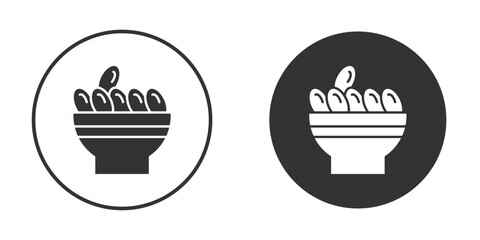 Iftar meal ramadan icon in trendy flat design versions in black and white.