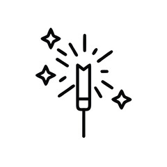 Outline sparkler with four stars on firework celebration