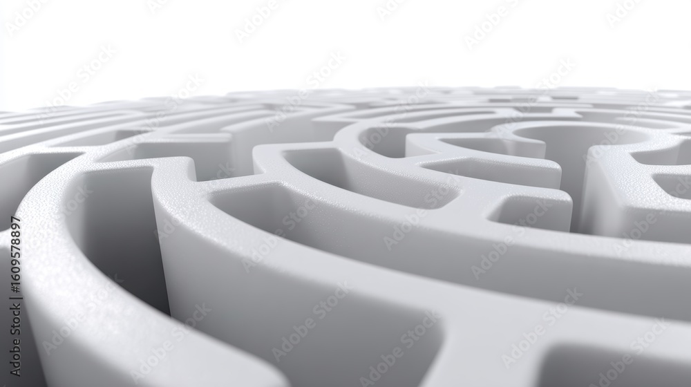 Aufkleber abstract lines forming a maze, with a clear path to the center, isolated on a pure white background.