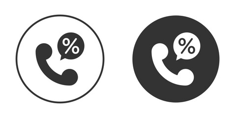 Loan call icon in trendy flat design versions in black and white.