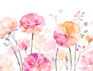 Watercolor pink and yellow floral pattern	