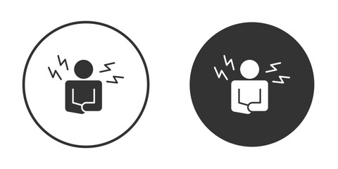 Muscle pain icon in trendy flat design versions in black and white.