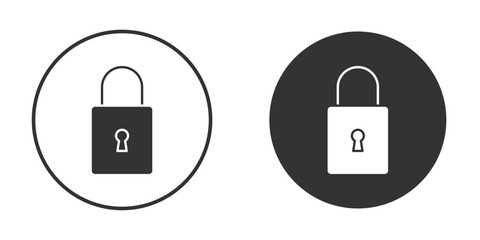 Padlock icon in trendy flat design versions in black and white.