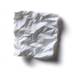 Obraz premium A single, white wrinkled piece of paper, isolated on a pure white background. Concept, texture.