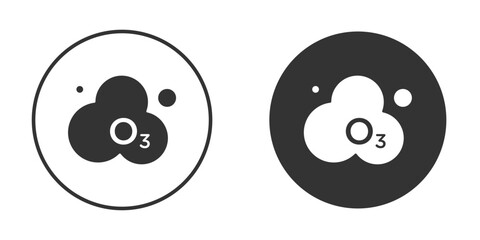 Ozonation icon in trendy flat design versions in black and white.