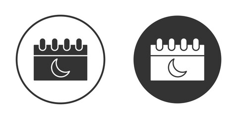 Ramadan calendar icon in trendy flat design versions in black and white.