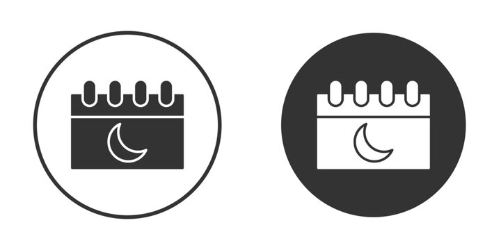 Ramadan calendar icon in trendy flat design versions in black and white.