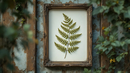 Framed Fern: Elegant herbarium art for garden decoration