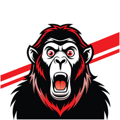Shocked Ape Silhouette Watching Plunging Red Stock Line – Funny Financial Market Crash Vector Art for Posters, T-Shirts, Memes, and Economic Commentary Designs