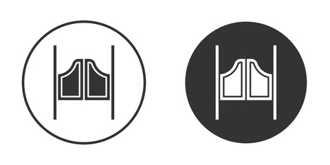 Saloon door icon in trendy flat design versions in black and white.