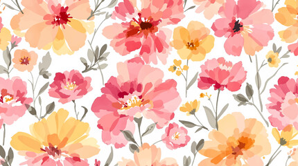Seamless floral pattern watercolor, Colorful watercolor flowers background	