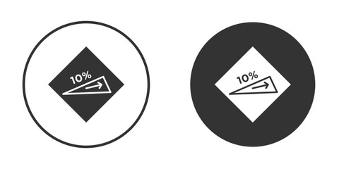 Steep slope ahead signs in trendy flat design versions in black and white.