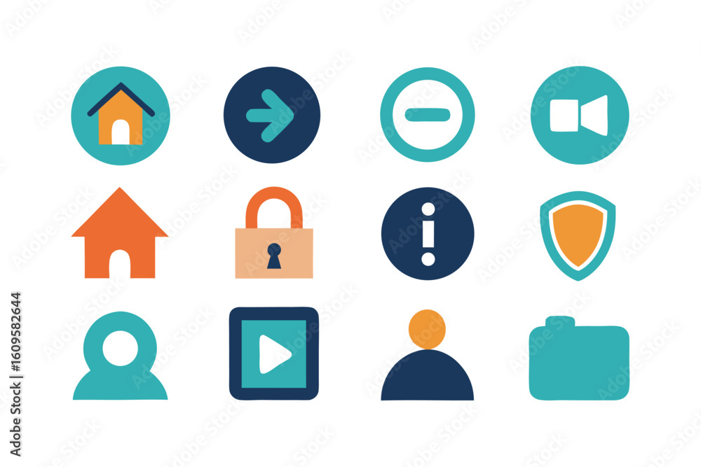 Poster vector art of a set of colorful and modern icons for web and mobile applications isolated on white b