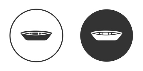 Wooden boat icon in trendy flat design versions in black and white.