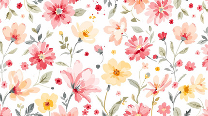 Seamless floral pattern watercolor, Colorful watercolor flowers background	
