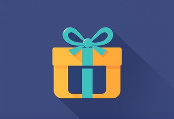 Gift Box with Ribbon A Flat Illustration