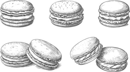 Set illustrations of macaron isolated on transparent background. Vector graphics