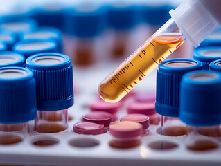 Lab technician preparing sample tubes during a health analysis in a modern laboratory setting